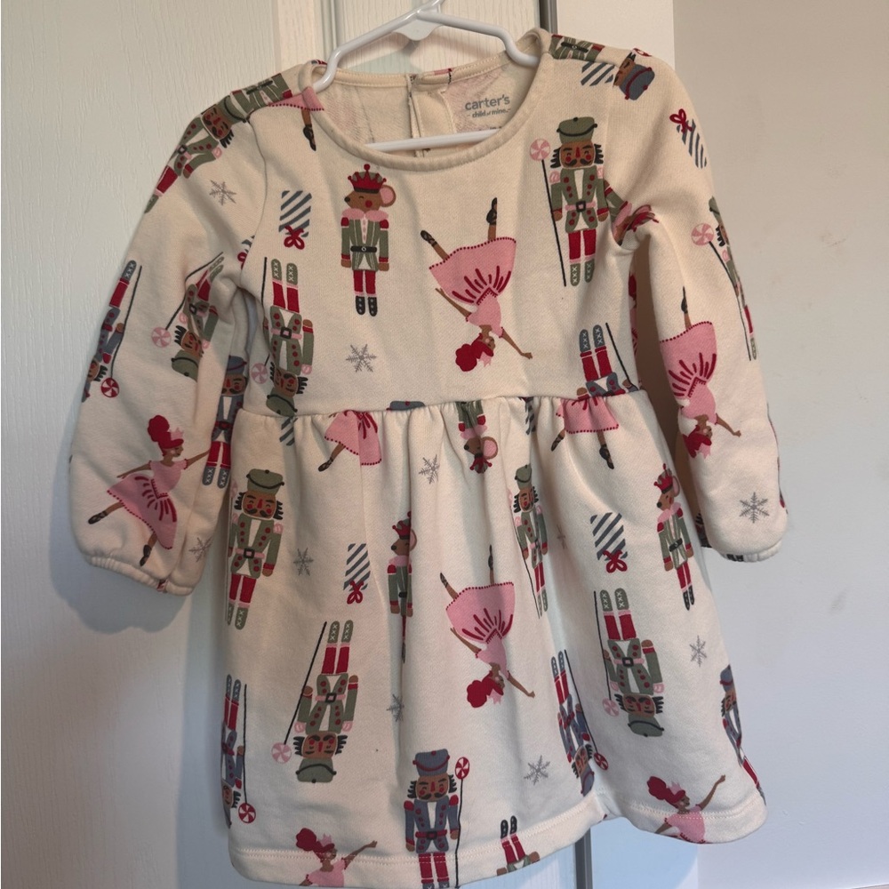 Carter's Festive Cream Dress with Nutcracker Print